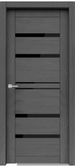 Межкомнатная дверь ВЕЛЮКС 01 soft touch ясень грей, стекло черный лакобель